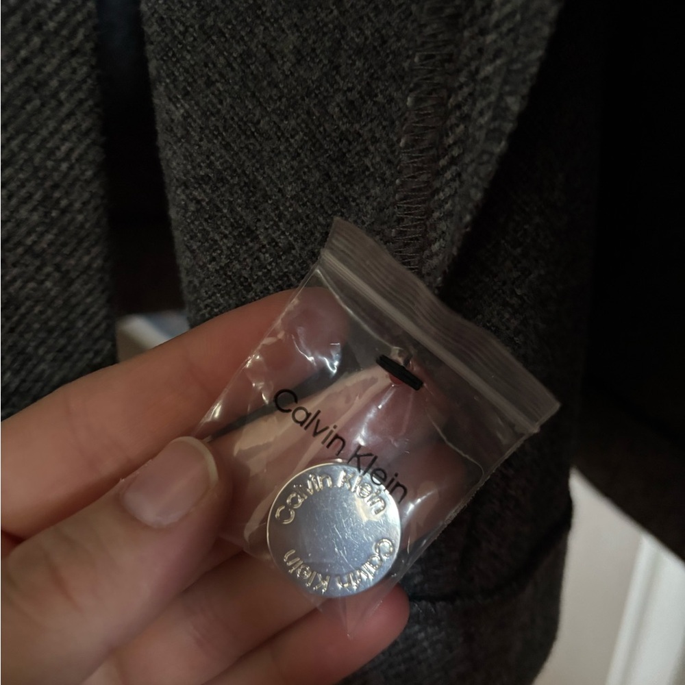 Calvin Klein Gray Herringbone Single Button Blazer - image 7